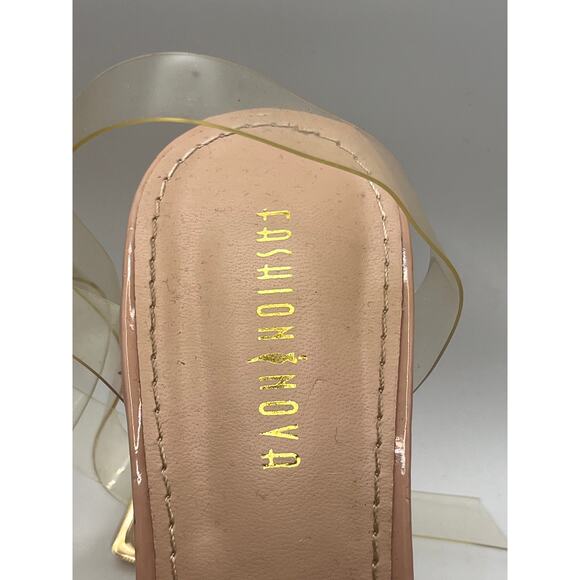 "The Glass Slipper" with Clear Patent Leather Straps and Lucite Heel - Picture 5 of 12